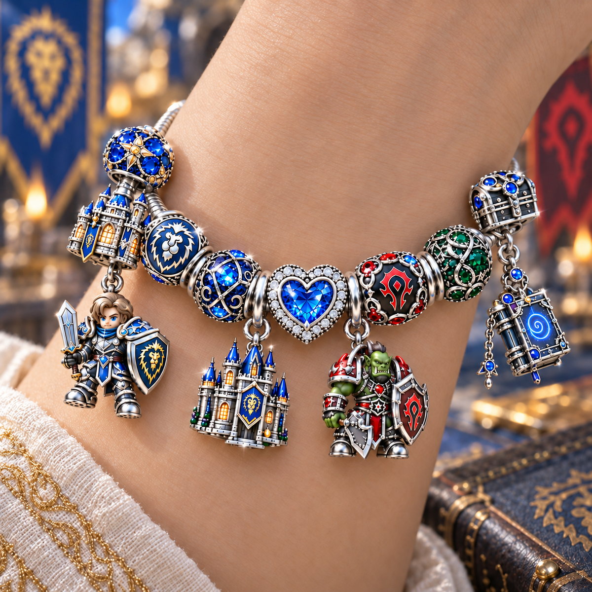 WWC Silver Charm Bracelet Set NTTB