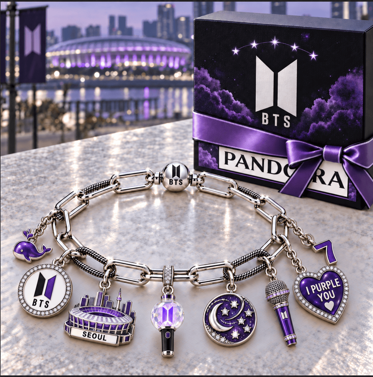 BTS Silver Charm Bracelet Set NTVA