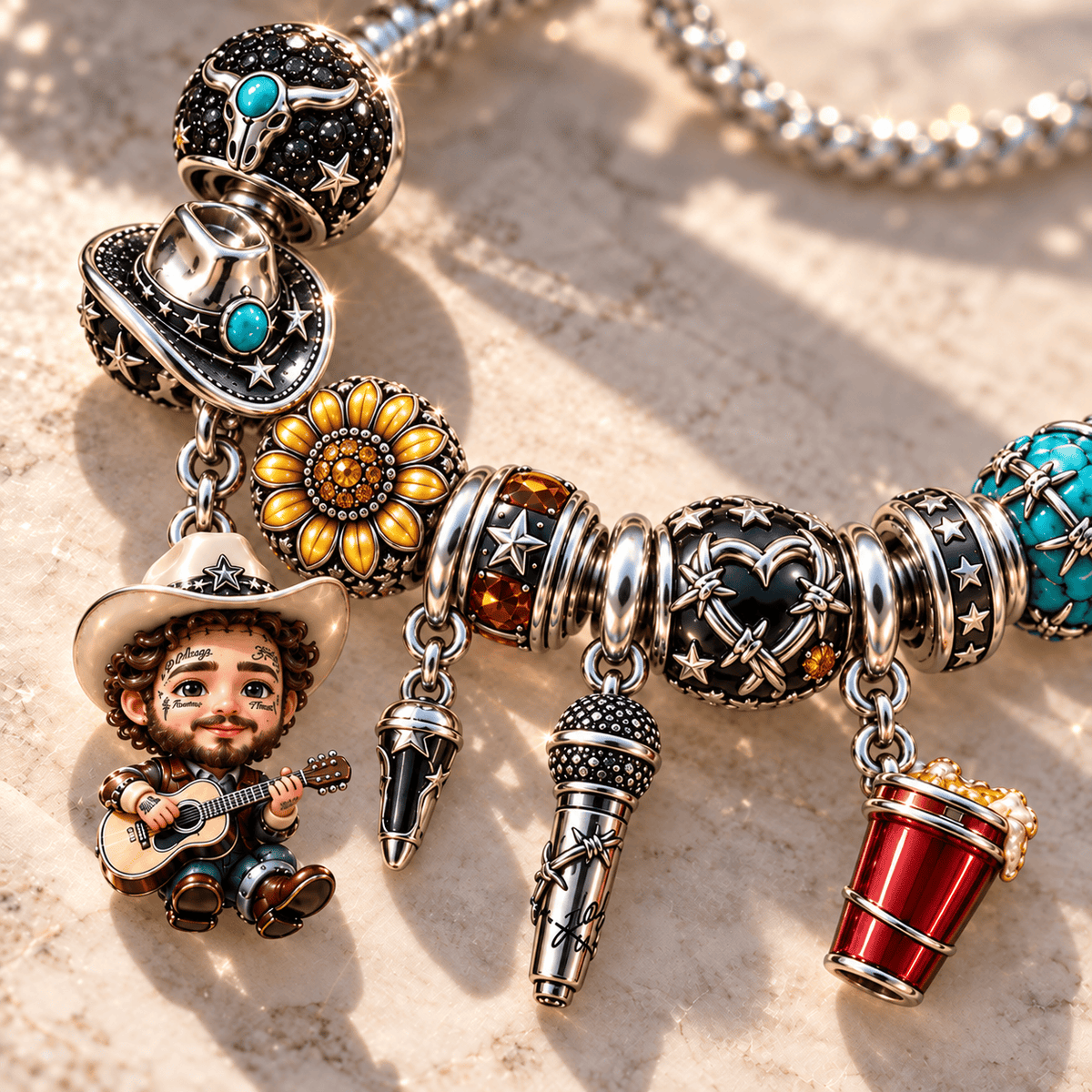 PTML Silver Charm Bracelet Set NTTB